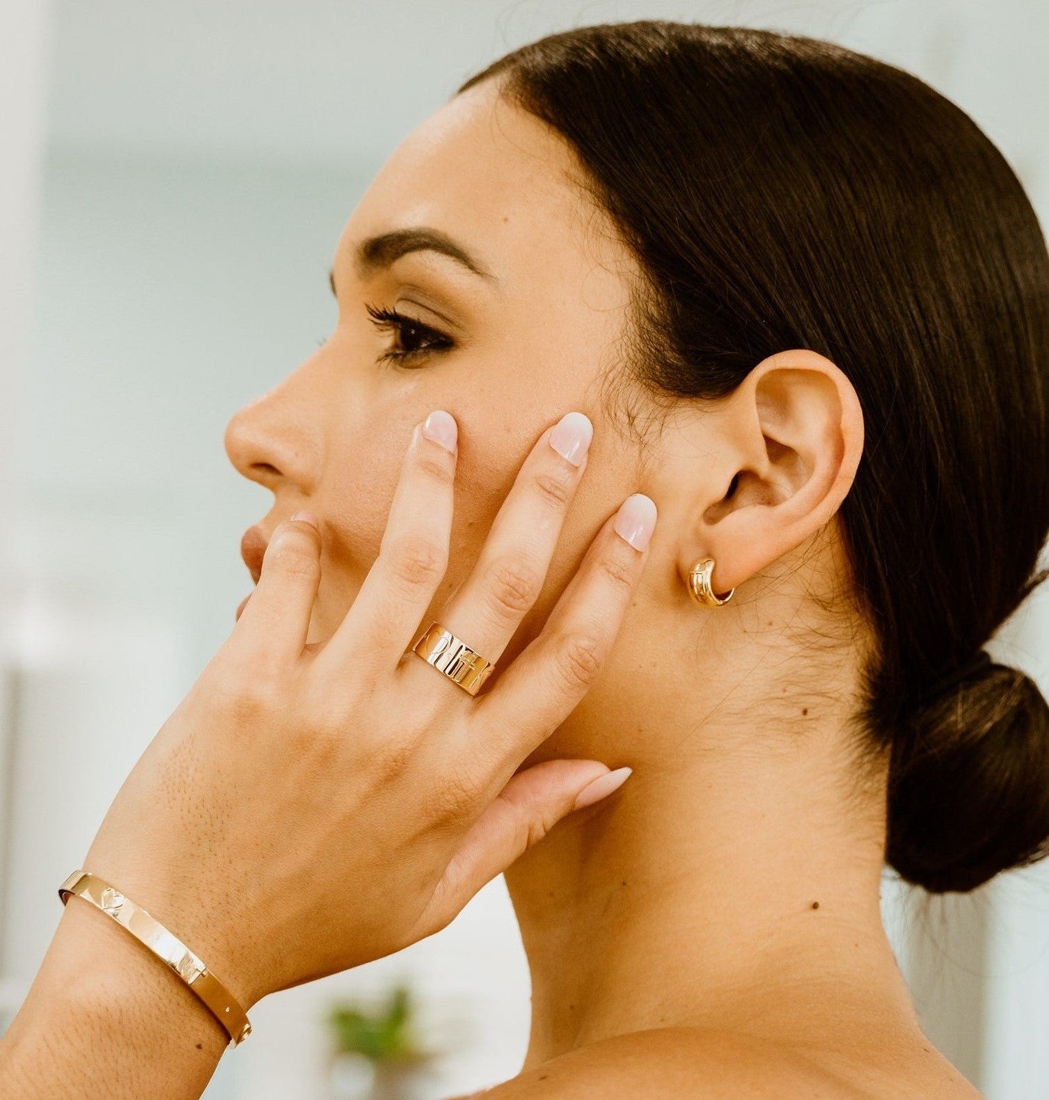 Cross & Heart Bangle Bracelet