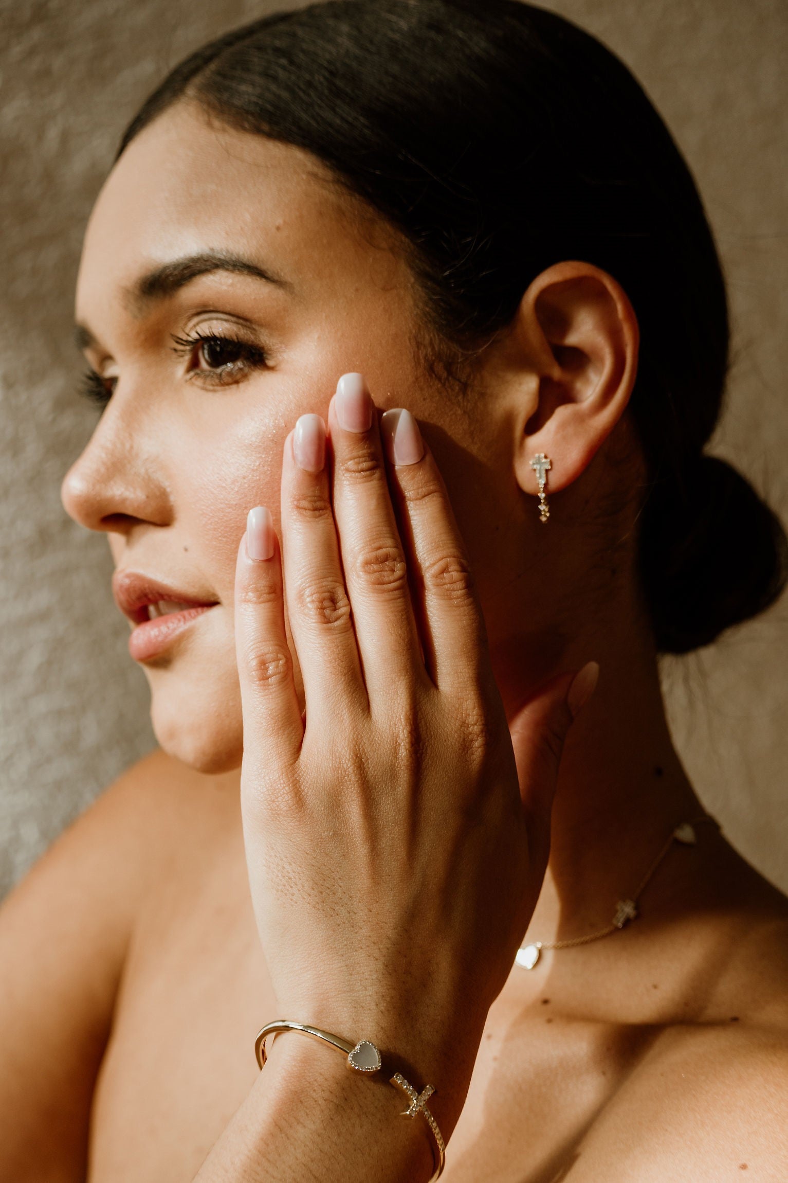 Cross & Heart Cuff Bracelet