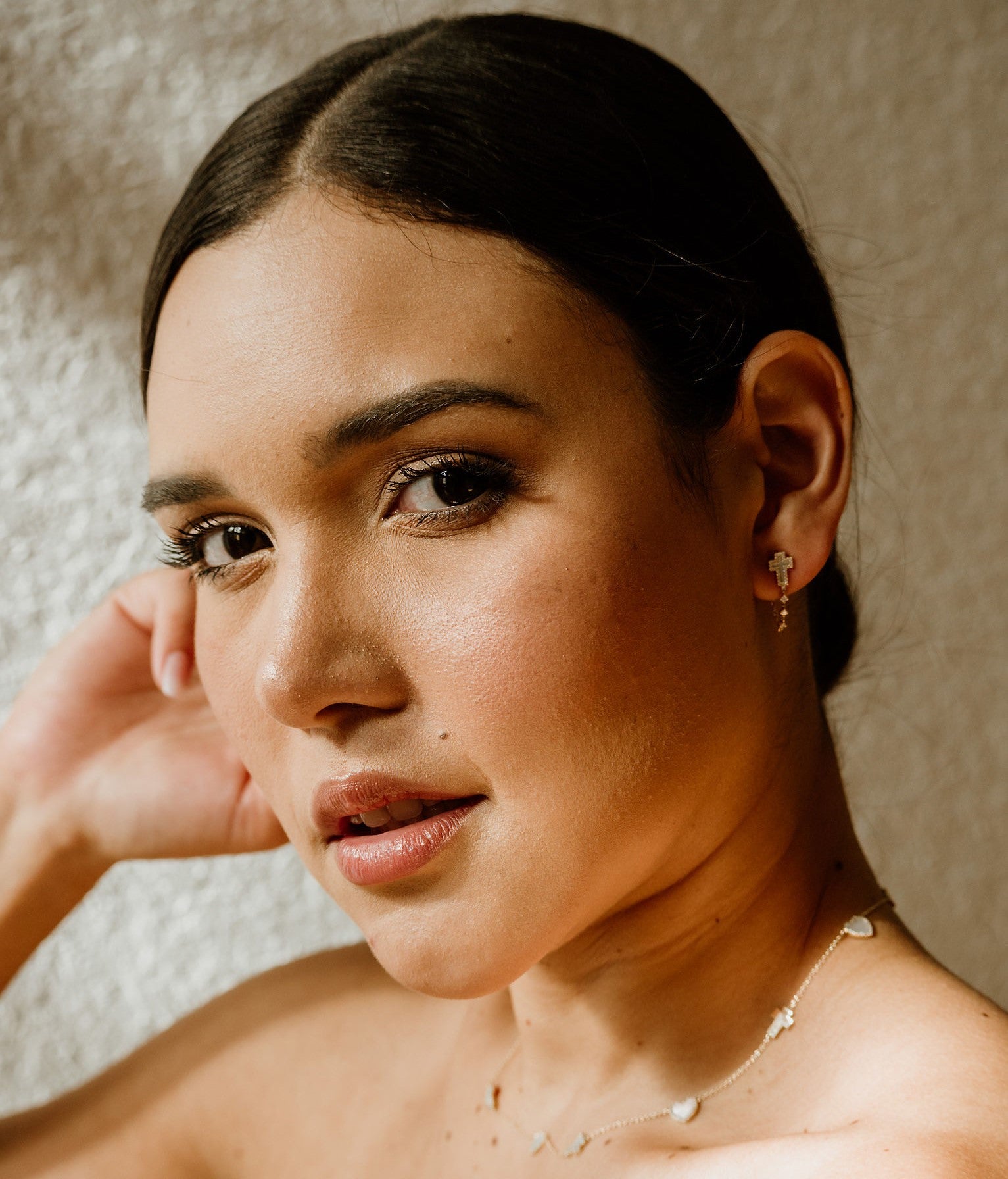 Cross & Heart Dainty Mother of Pearl Necklace