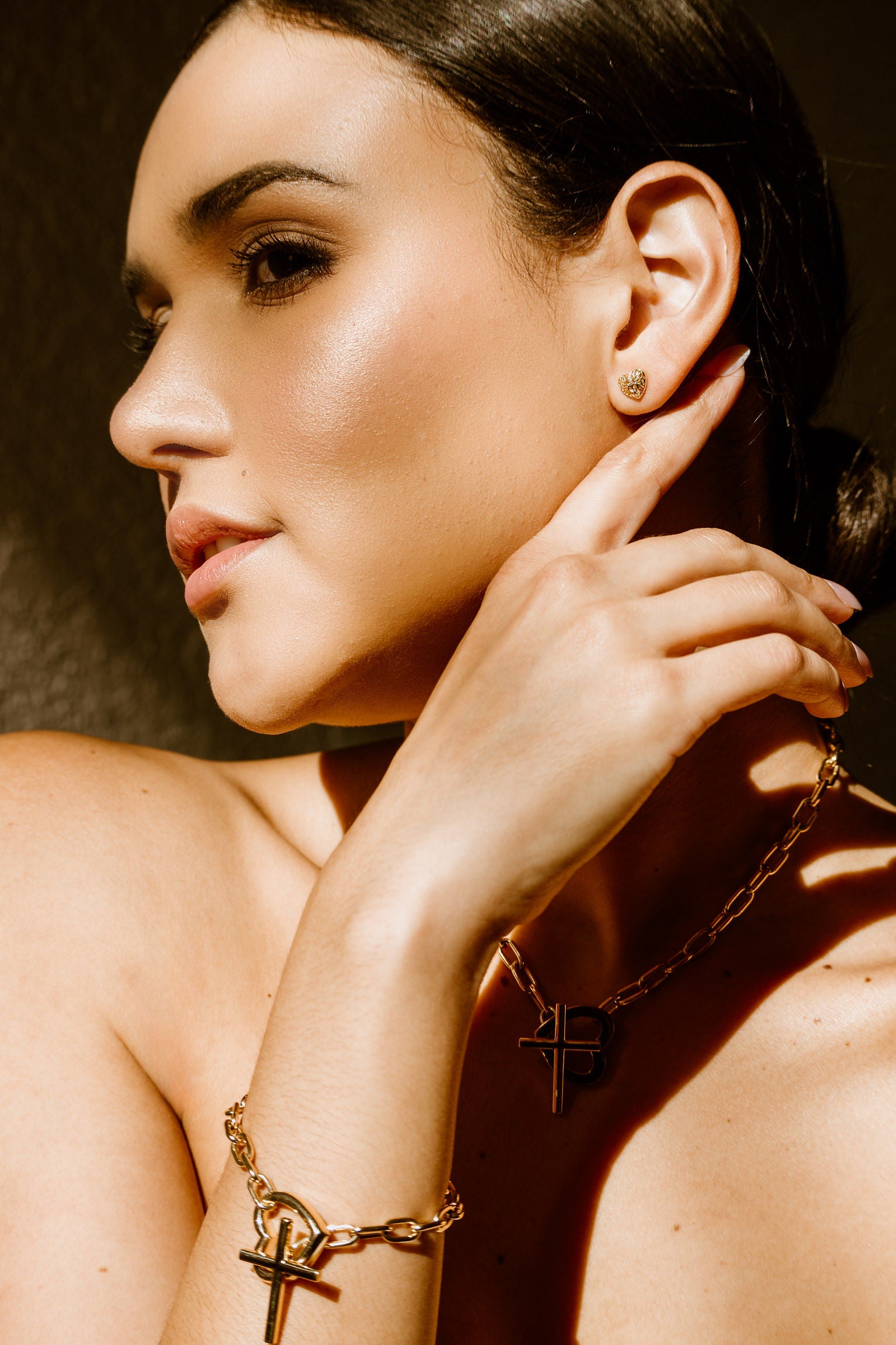 Cross & Heart Toggle Chain Bracelet