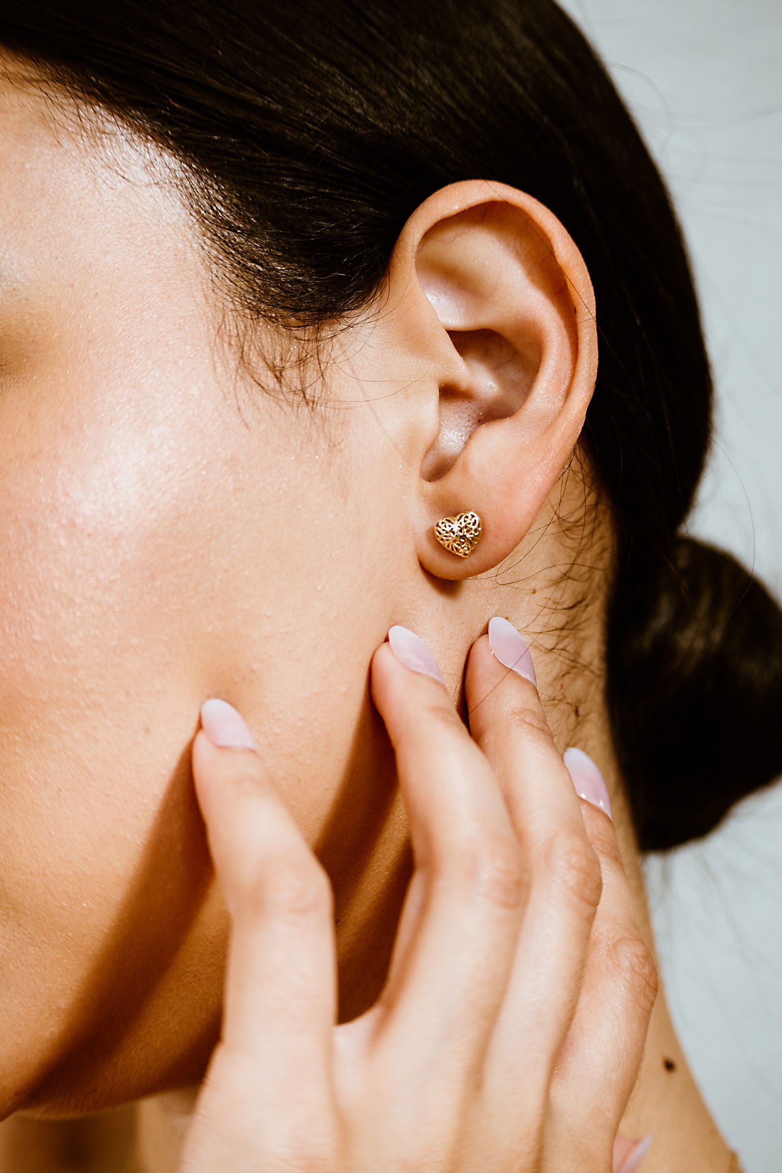 Filigree Heart Stud Earrings