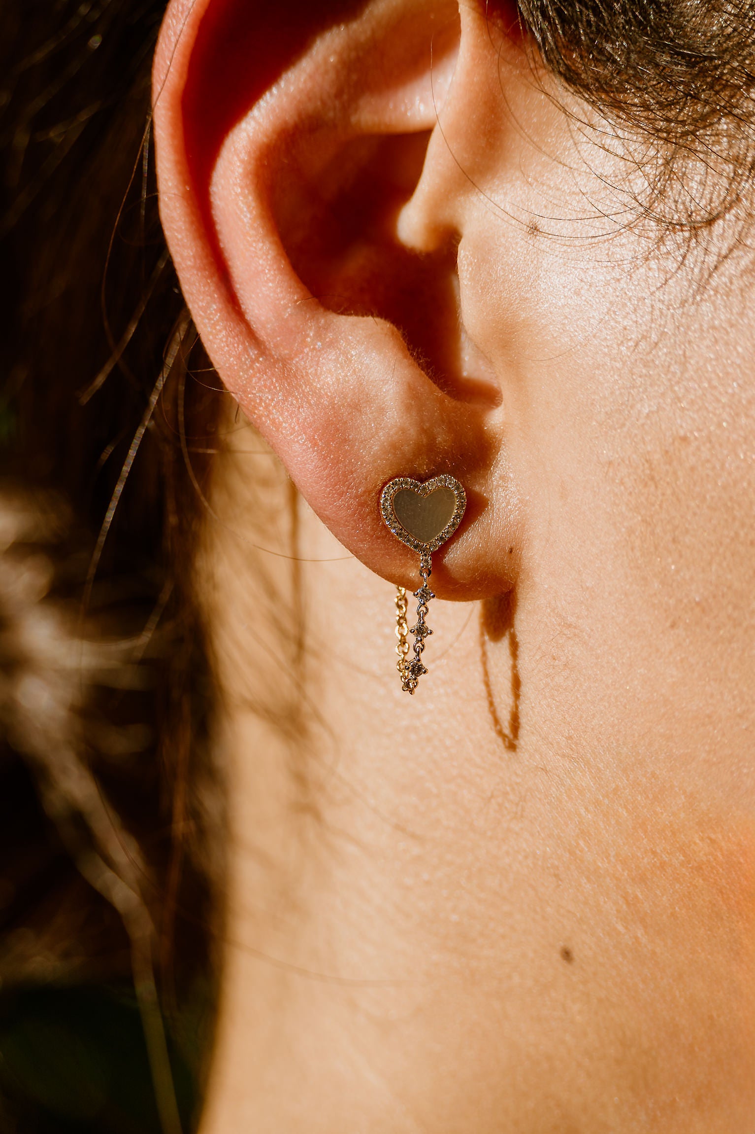 Mother of Pearl Heart-shaped Chain Earrings